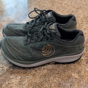 Topo Athletic Pursuit 2 Trail Running Shoes In Green with Orange Accents